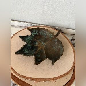 Metallic Copper Maple Leaf Dish Jewlery Holder Tealight Holder  Vintage Decor